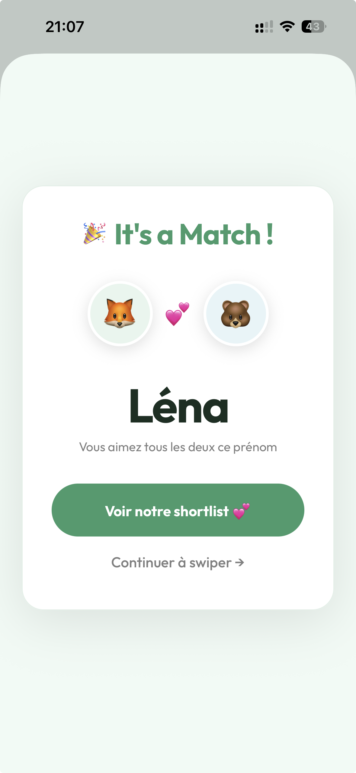 It's a Match ! — BabyMatch