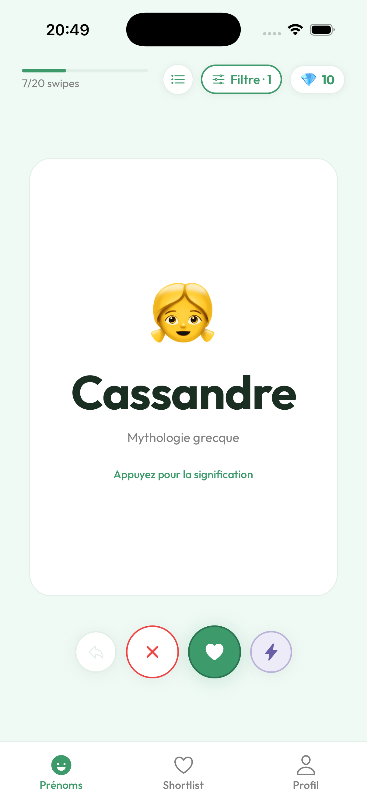 Swipez vos prénoms — BabyMatch